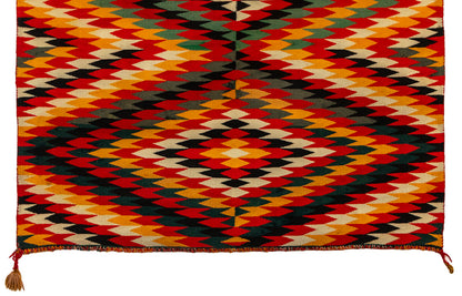 Germantown Weaving, circa 1880, Navajo (Diné), Germantown Weaving, 48 x 34 inches, Shipbox: Rugs, Blankets & General Native American (Average Size), Vertical, Large, germantown yarns, wool, circa 1880, 1850-1899, 1870s, 1880s, 1890s, 19th CENTURY (1800-1899), Transitional Period (1875-1900) , Western & Native American, Women Artists, New Mexico, Arizona & the American Southwest, Native American Art