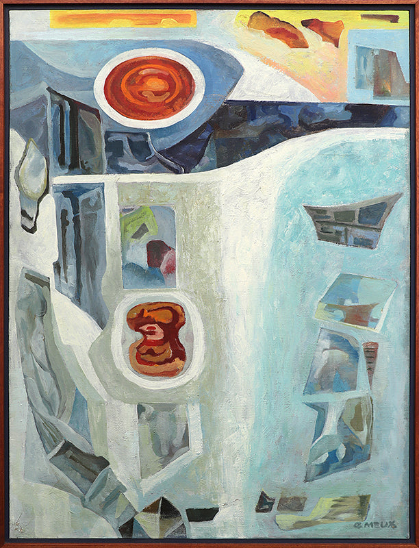 Dawn of the Tigris (Abstract Composition in Blue, Rust, Orange, and White), Painting