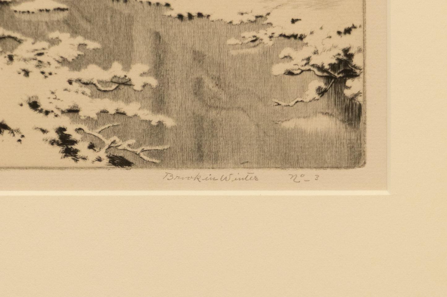 Brook in Winter, No. 3 (Winter Landscape with Trees and Creek), Print, circa 1920
