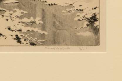 Brook in Winter, No. 3 (Winter Landscape with Trees and Creek), Print, circa 1920