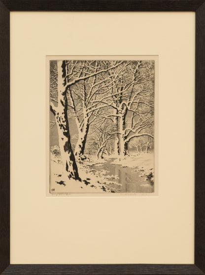 Brook in Winter, No. 3 (Winter Landscape with Trees and Creek), Print, circa 1920
