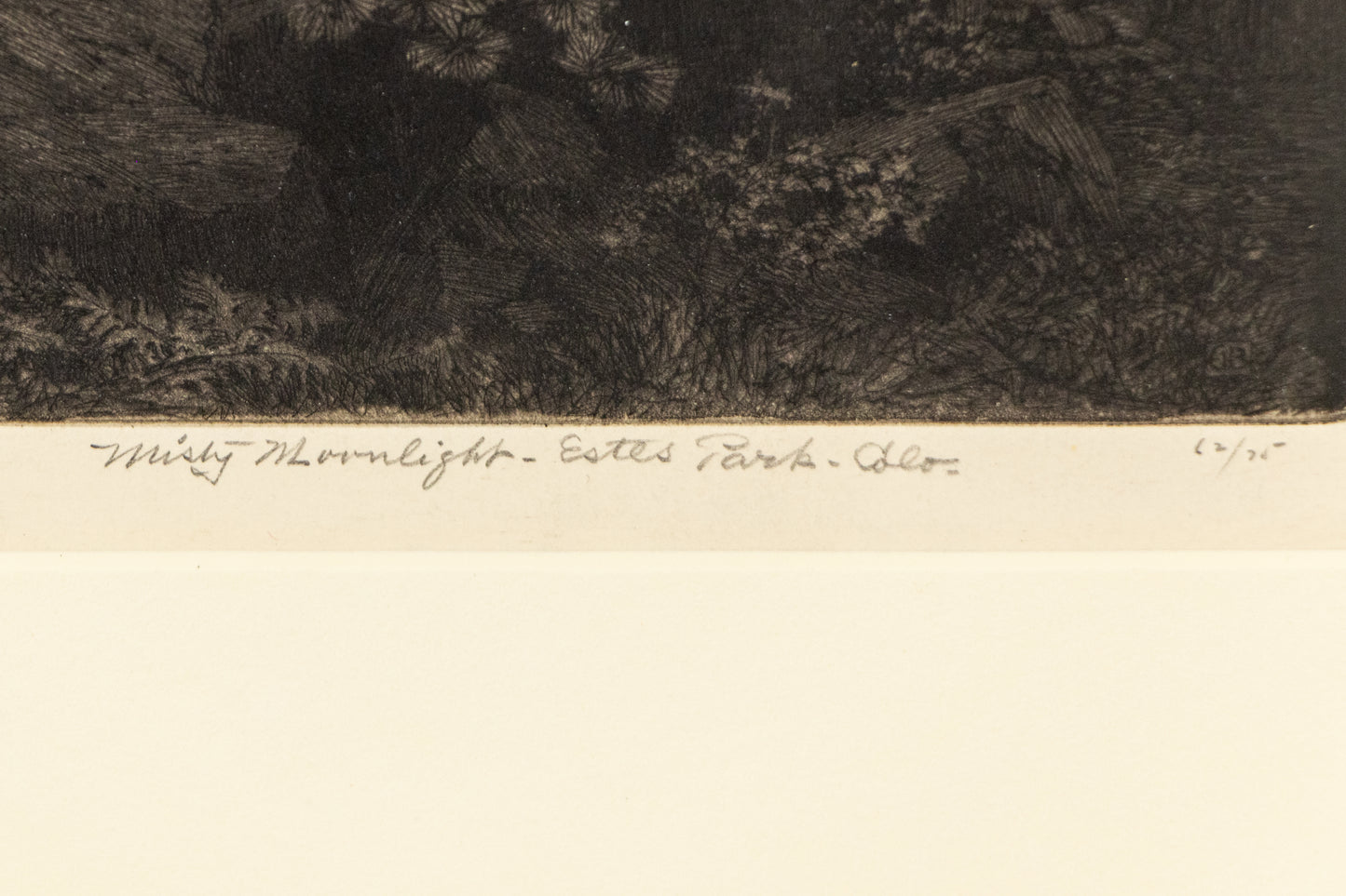 Misty Moonlight, Estes Park, Colorado (Nocturnal Mountain Landscape), Print, circa 1915