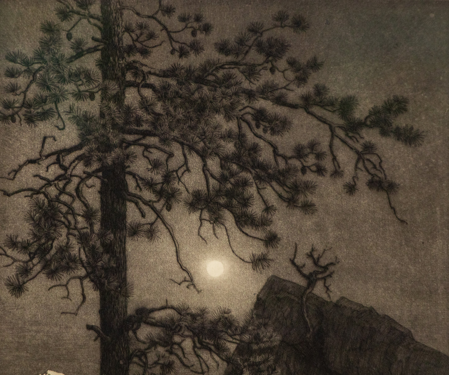 Misty Moonlight, Estes Park, Colorado (Nocturnal Mountain Landscape), Print, circa 1915