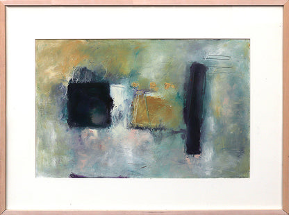Composition #1 (Abstract with Blue, White, Green, and Ochre), Painting, 1995
