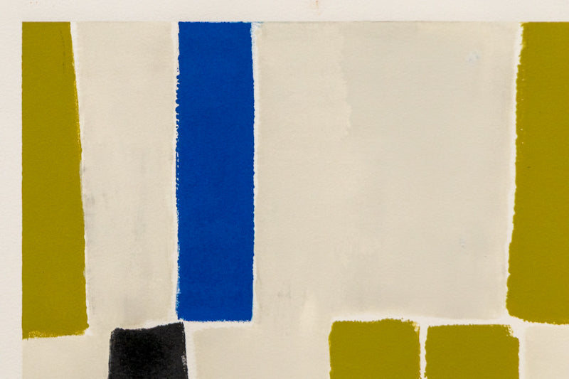 Untitled (Abstract Olive, Blue, and Black Rectangles), Print, circa 1990-2005
