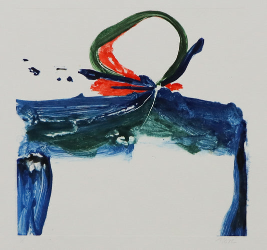 Untitled (Abstract Yellow with Blue, Green, and Red), Print, circa 1990-2005, Wilma Fiori (1929-2019), vintage fine art, Vertical, Small, Unframed, monotype, paper, circa 1990-2005, 1950-1999, 1990s, 2000s (2000-2009), 20th CENTURY (1900-1999), 21st CENTURY (2000-Present), Wilma, Fiori, Abstract, Women Artists, 17 x 13 ½ inches