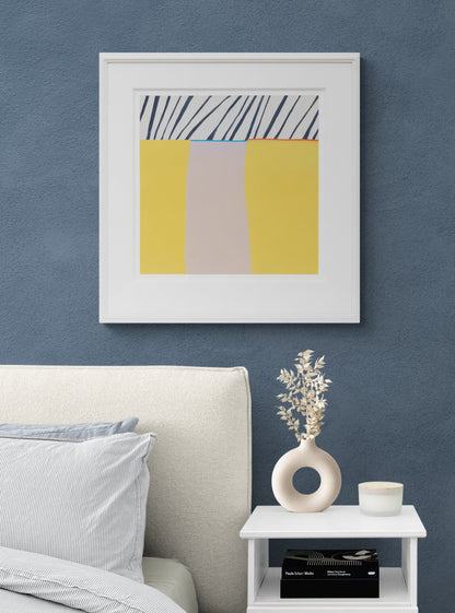 Yellow Series #5 (Abstract in Yellow, Pink, White, and Black), Painting, 2006