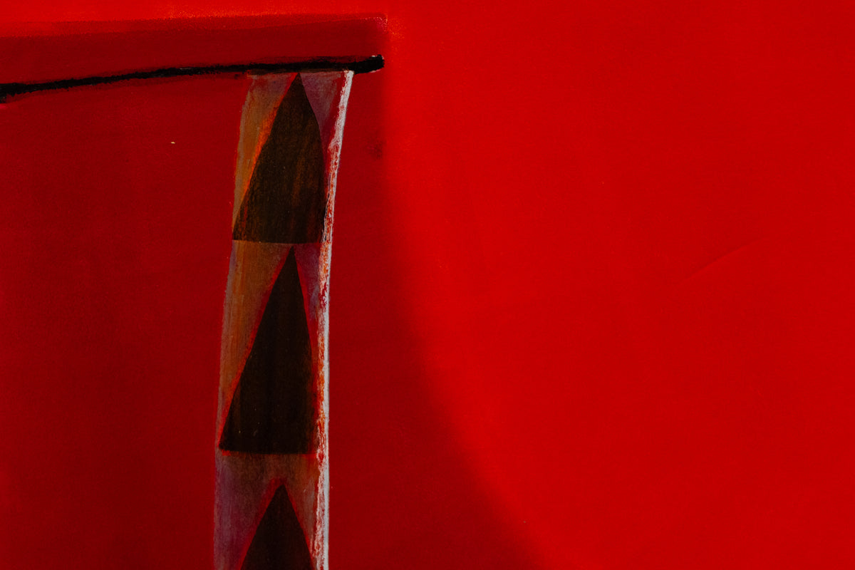 Untitled (Abstract in Red with Black Triangles), Print