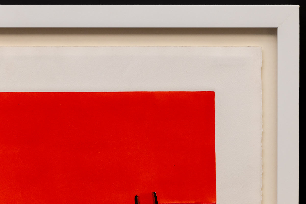 Untitled (Abstract in Red with Black Triangles), Print