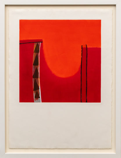 Untitled (Abstract in Red with Black Triangles), Print