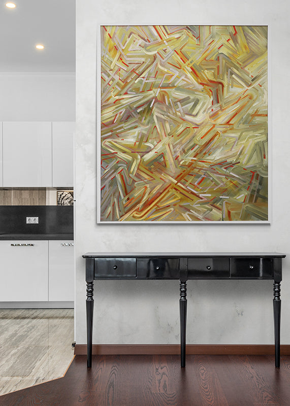 Untitled (Abstract in Red, Olive, Khaki, and White), Painting