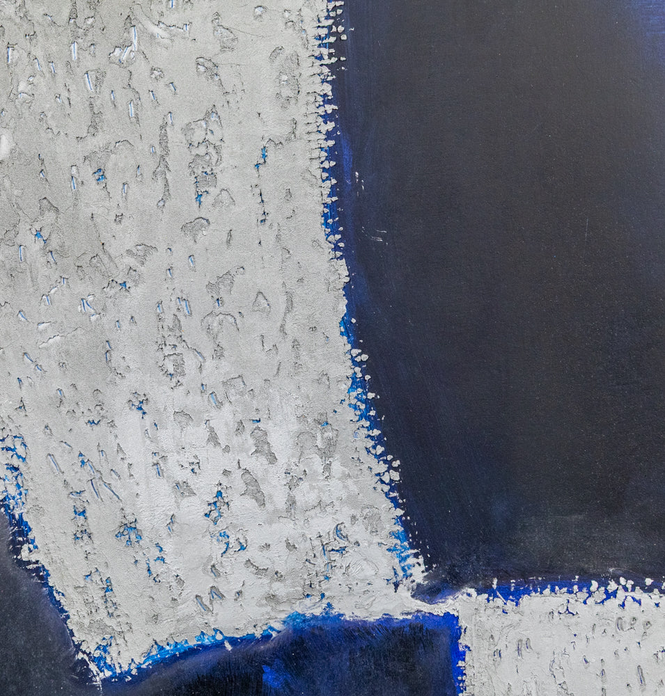 Untitled (Black and Blue Abstract with Grey Textured Shapes), Print, circa 1990-2005
