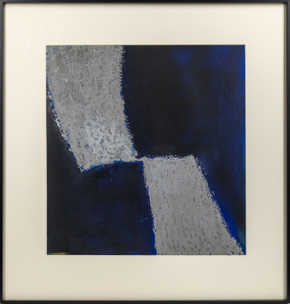 Untitled (Black and Blue Abstract with Grey Textured Shapes), Print, circa 1990-2005