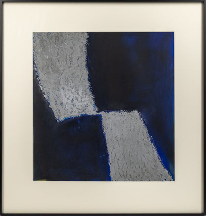 Untitled (Black and Blue Abstract with Grey Textured Shapes), Print, circa 1990-2005