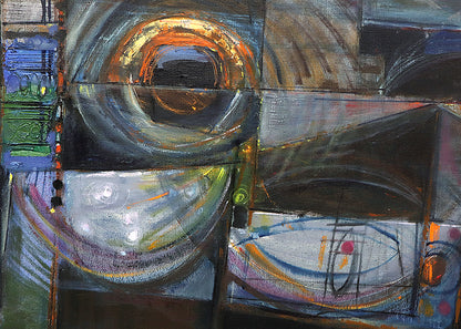 Lights at Night (Abstract Composition in Blue, Black, Pink, and Orange), Painting, 1962