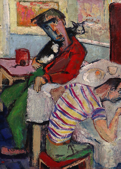 Artist and His Family (Artist's Family Seated Around a Table), Painting, 1950
