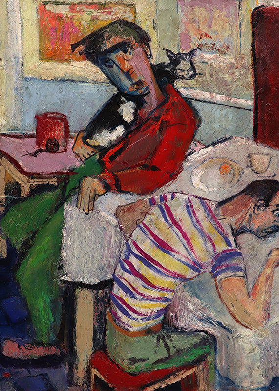 Artist and His Family (Artist's Family Seated Around a Table), Painting, 1950