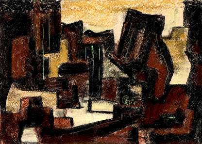 Waterfall (Abstract Composition in Black, Brown, and Beige), Painting