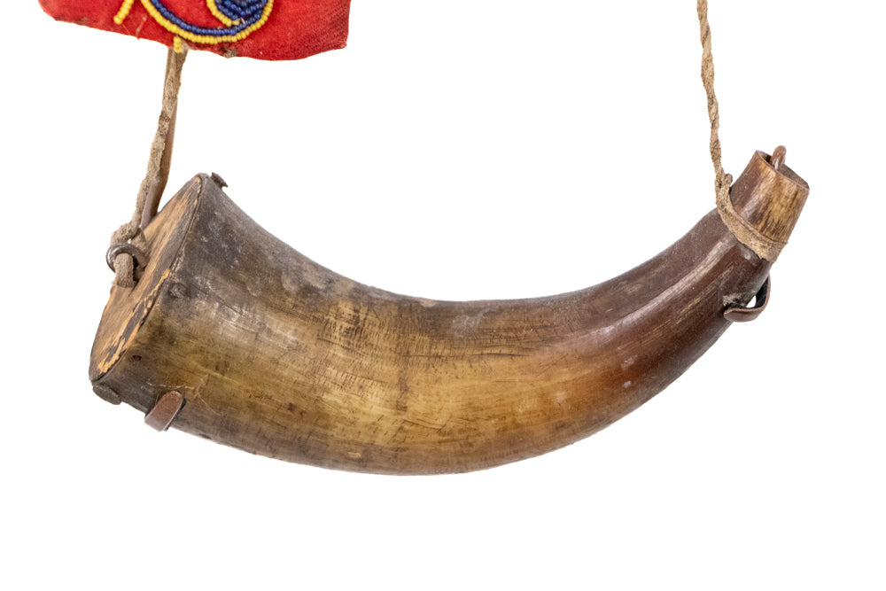 Classic Period Powder Horn with Beaded Strap, circa 1865