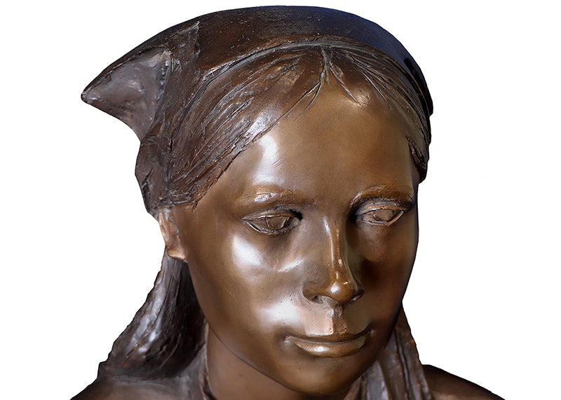 Woman with Babushka (Bronze Sculpture of a Woman), Sculpture