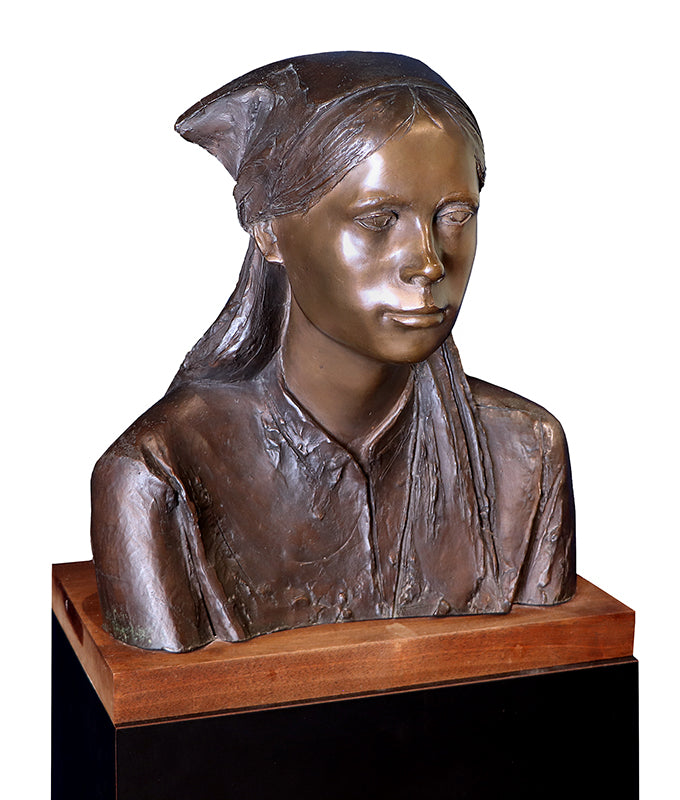 Woman with Babushka (Bronze Sculpture of a Woman), Sculpture