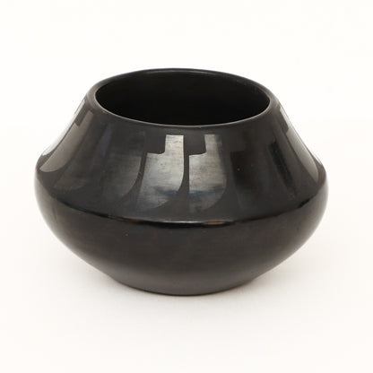 Blackware Pottery Vase with Feather Design, circa 1925-1943