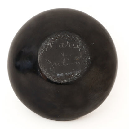 Blackware Pottery Vase with Feather Design, circa 1925-1943