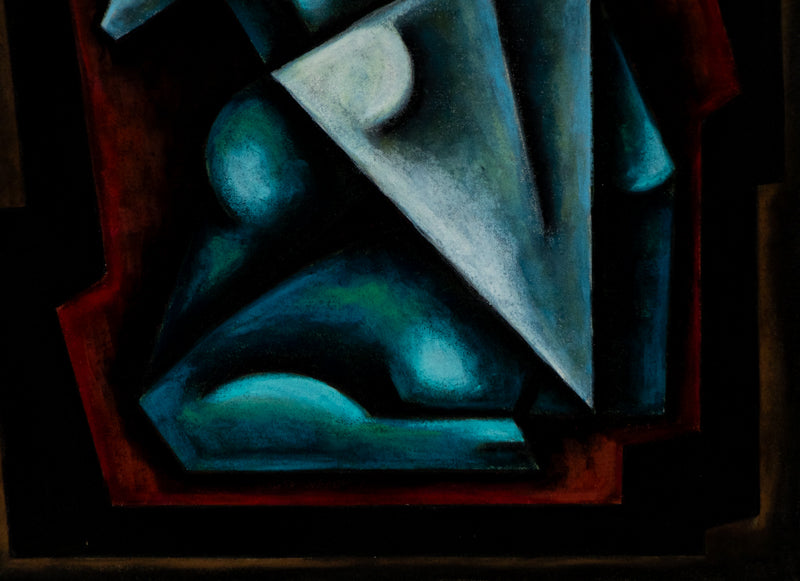 Elk Being (Abstracted Composition of an Elk Being in Turquoise, Red, and Black), Painting, 1994