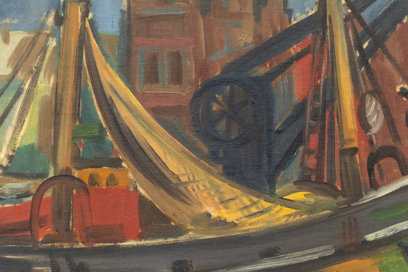 Brussels, Belgium (Harbor Scene), Painting, 1937