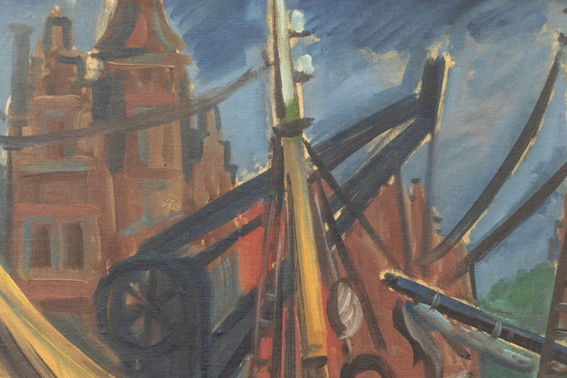 Brussels, Belgium (Harbor Scene), Painting, 1937