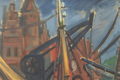 Brussels, Belgium (Harbor Scene), Painting, 1937