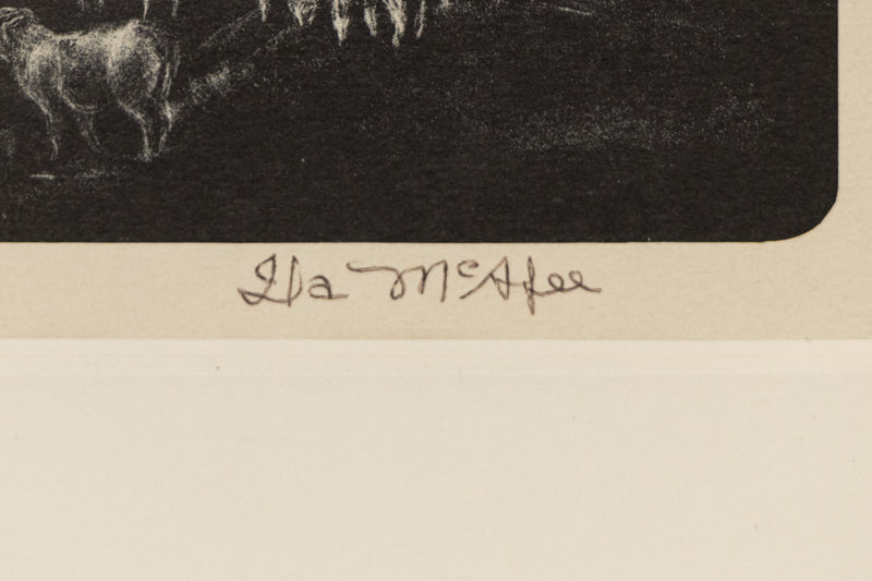 Small Ranch (Valley with River, House, and Sheep), Print