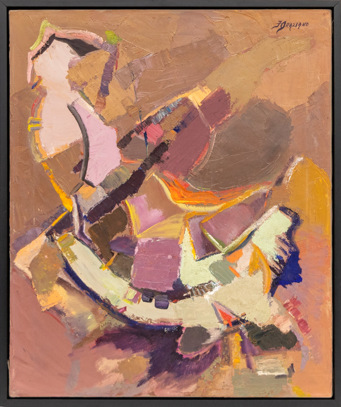 Galaxie #122 (Abstract Composition in Mauve, Violet, Yellow, and Taupe), Painting, 1971