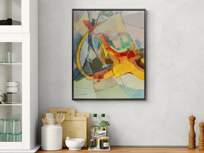 Untitled (Abstract Orange, Red, and Yellow on a Green Field), Painting, 1965