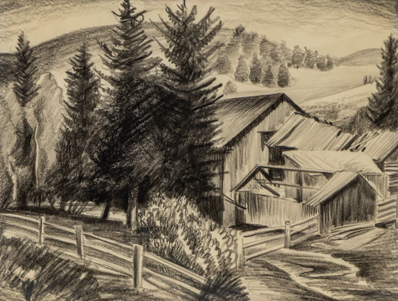 Untitled (Farm in the Hills), Drawing