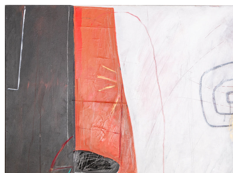 The Akhenaten Series: The Marriage (Abstract Composition with Black, Red, and Gold), Collage, dated 1987