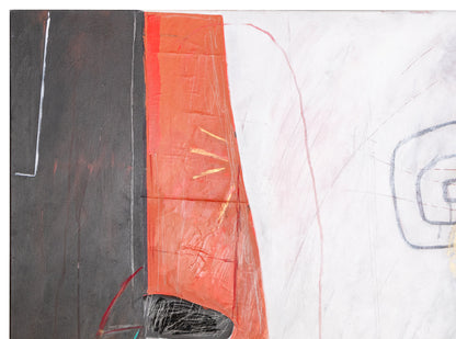 The Akhenaten Series: The Marriage (Abstract Composition with Black, Red, and Gold), Collage, dated 1987