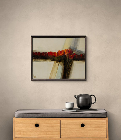Untitled (Abstract with Red Flowers), Painting, circa 1970-1980