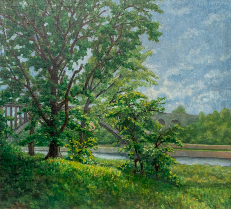 Untitled (High Bridge, Along the Harlem River Drive, New York), Painting, dated 1924