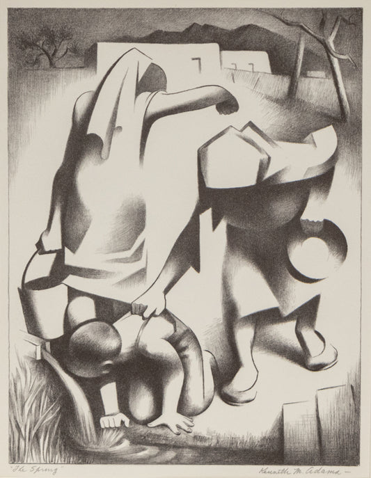 Kenneth Adams (1897-1966) artwork for sale. The Spring (Abstracted Figures Retrieve Water From A Spring), Print, Denver, Colorado, Art Gallery)
