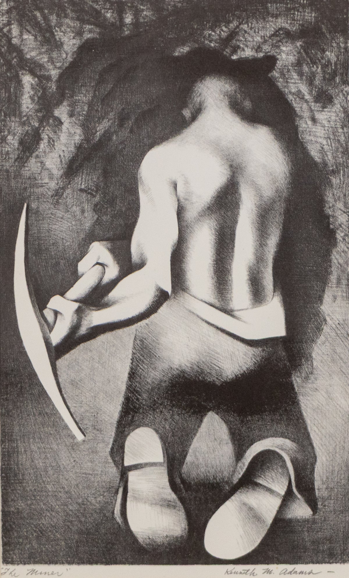 The Miner (Miner Tunneling with Pick Axe), Print, 1950