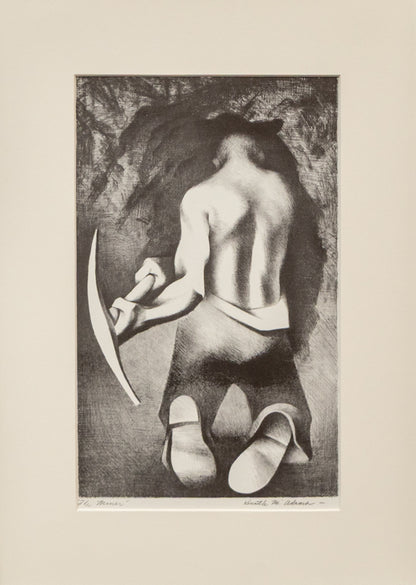 The Miner (Miner Tunneling with Pick Axe), Print, 1950