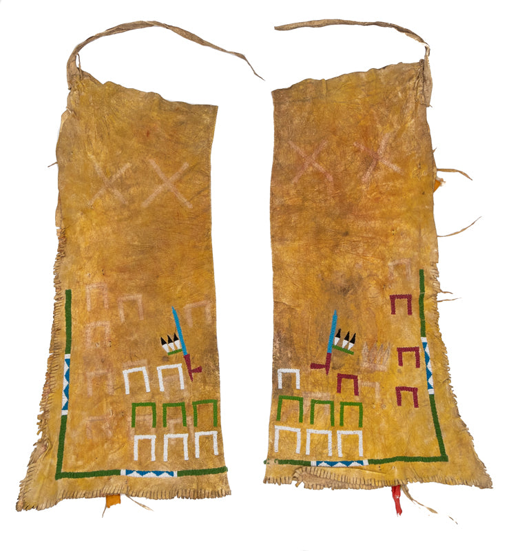 Cheyenne artwork for sale. Plains Beaded Leggings with Horse Stealing Motif, circa 1880, Denver, Colorado, Art Gallery)