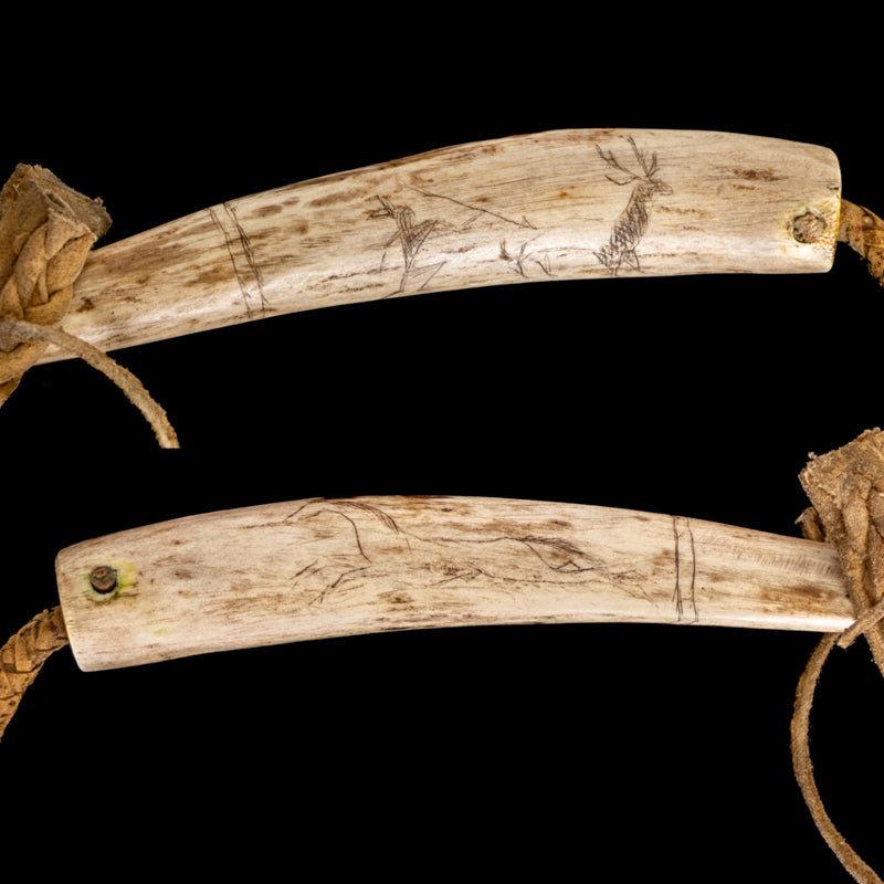 Southern Plains Quirt with Pictorial Carved Antler Handle, 19th century