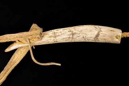 Southern Plains Quirt with Pictorial Carved Antler Handle, 19th century