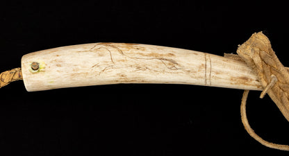 Southern Plains Quirt with Pictorial Carved Antler Handle, 19th century