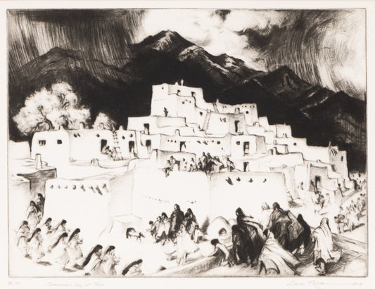 Gene Kloss (1903-1996) artwork for sale. Ceremonial Day at Taos (New Mexico), Print, 1953, Denver, Colorado, Art Gallery)