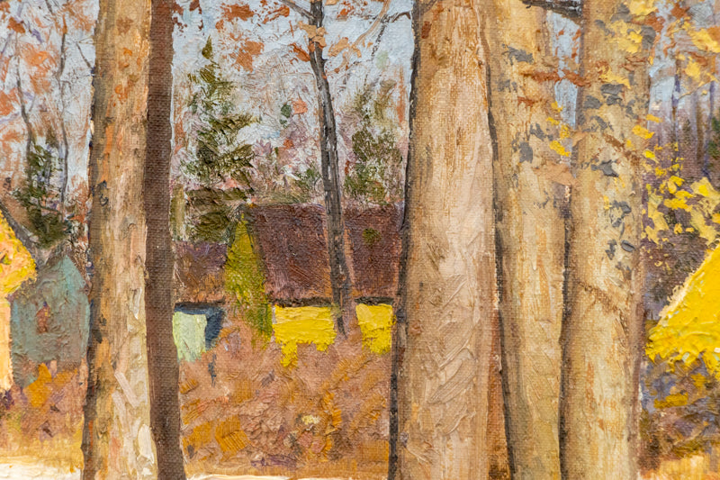 Untitled (Snowy Town Grove), Painting, circa 1935