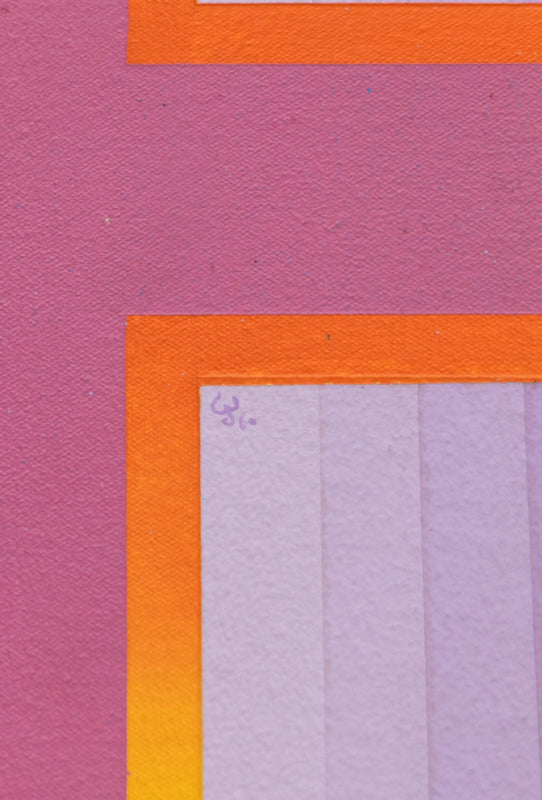 Rays (Abstract Colorist Composition in Violet, Orange, and Cerulean), Painting, circa 1975
