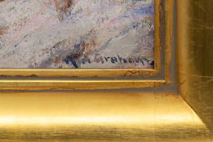 Melting Snow (Colorado Landscape with Creek and Mountains), Painting, circa 1920-1930